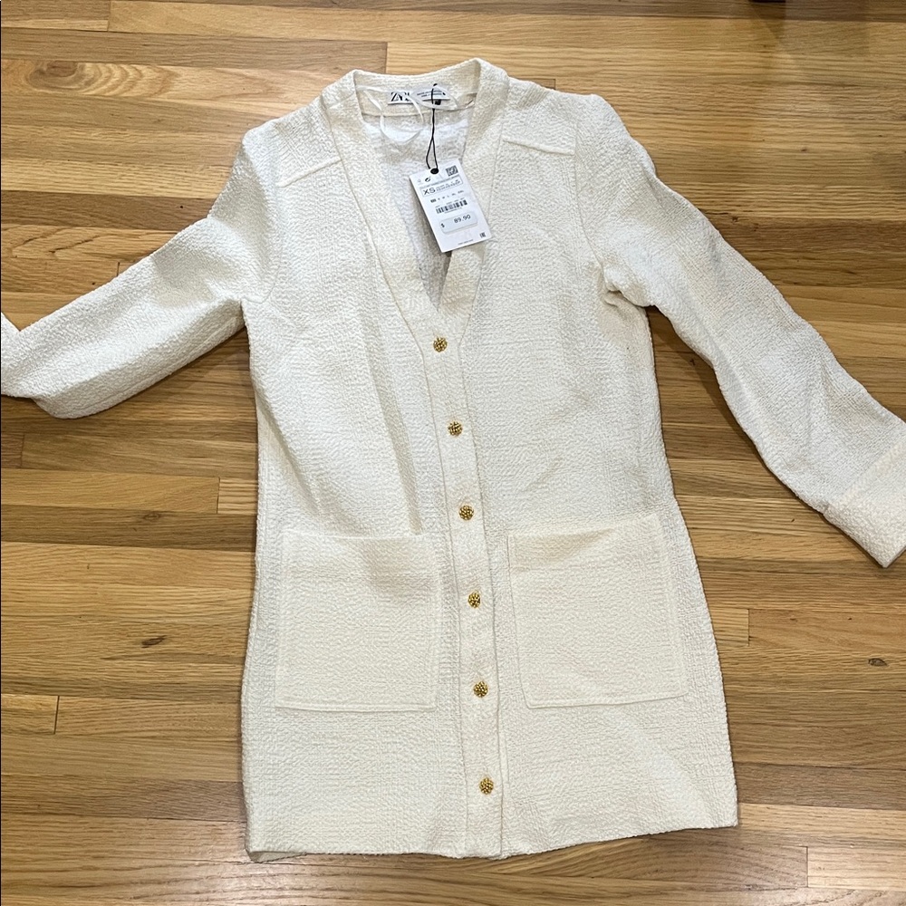 Zara Cream Textured Dress